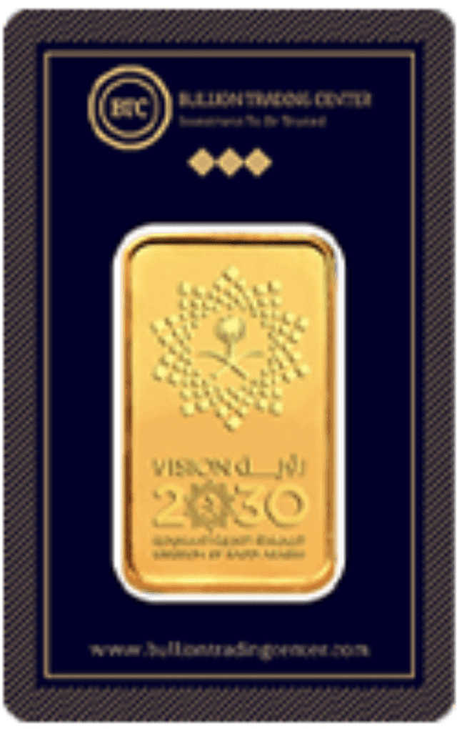 BTC – Engraved Gold Ingot with "Vision 2030" Design – 50g – 24K – 999.9 Purity